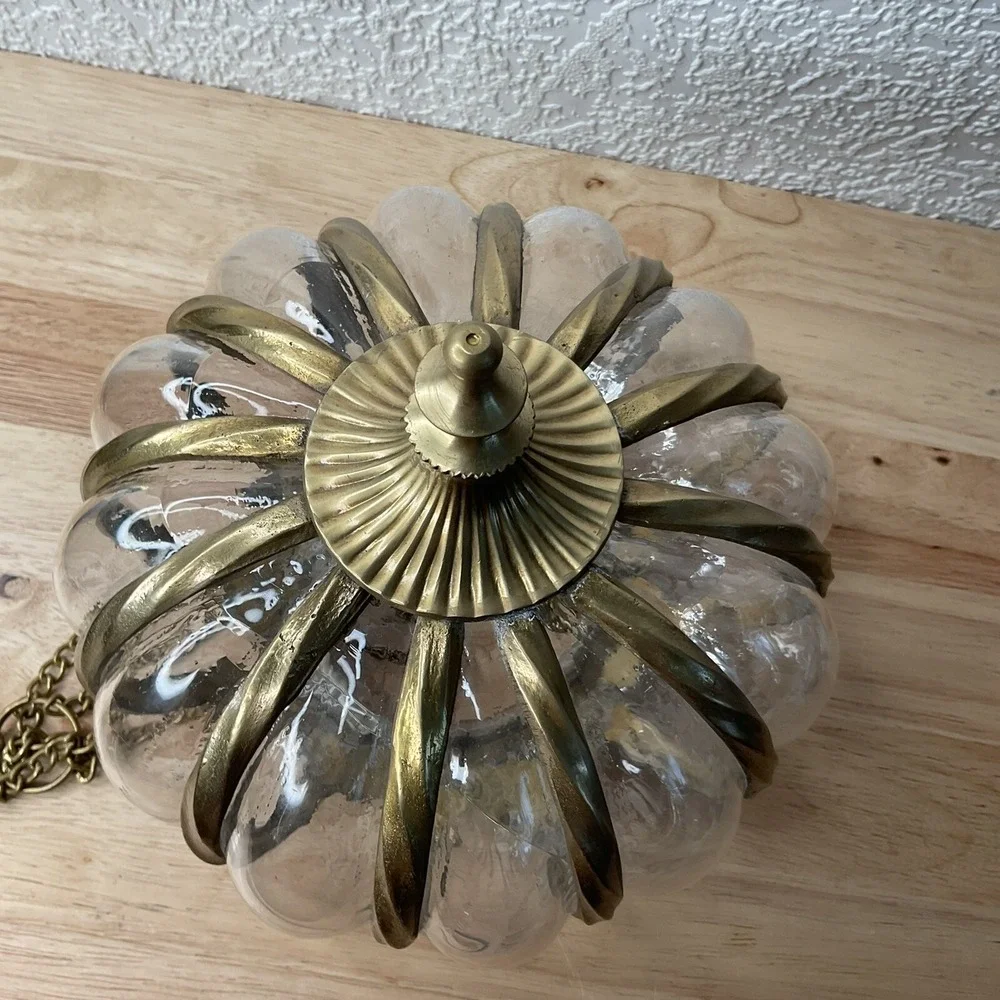 Vintage Large Oil / Candle Hanging Swag Lamp? ‎ with Unique Rare Heavy